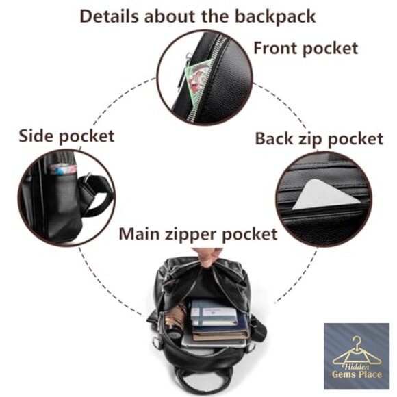 Small PU Leather Backpack Purse for Women, 3-in-1 Convertible Handbag Daypack main image 5